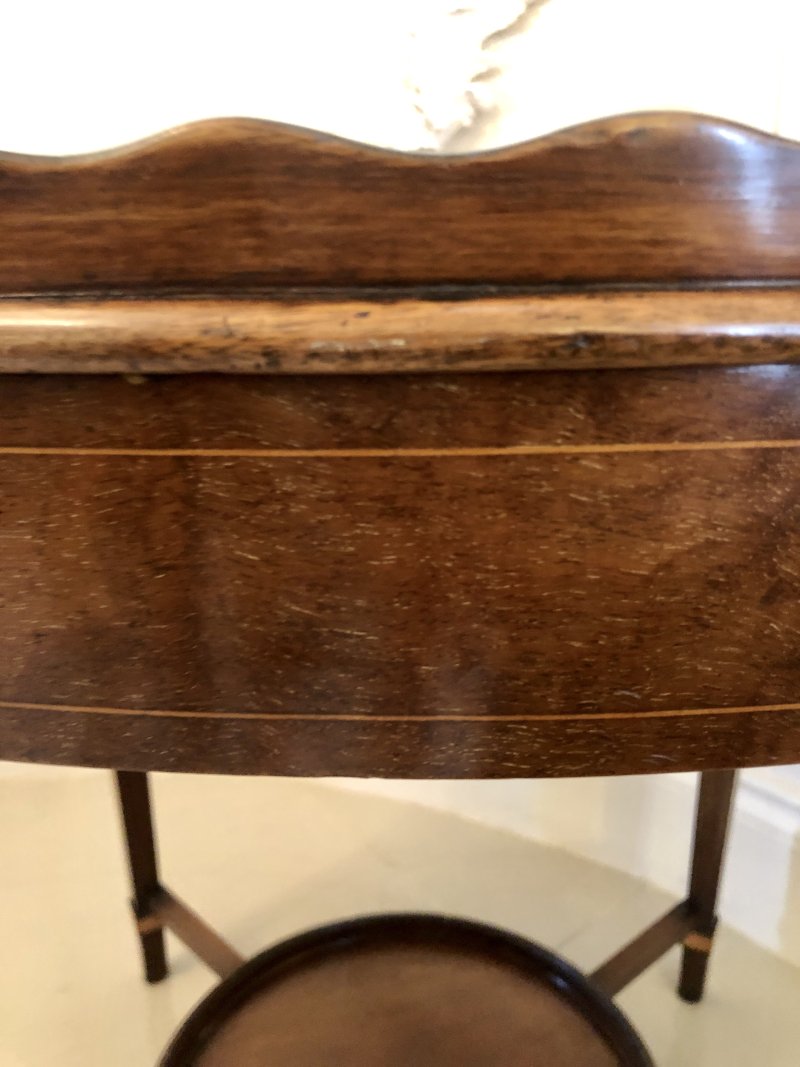 Antique Edwardian Inlaid Mahogany Oval Tray Table - Image 6